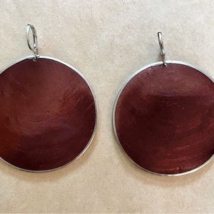 Capiz Shell Earrings by Culture Mix - Earth Brown (Large)